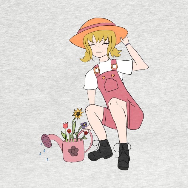 Gardening Girl with Flowers by OneLook